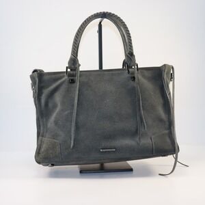 Rebecca Minkoff Regan Satchel Women Large Grey Suede Tassel Handbag Bag